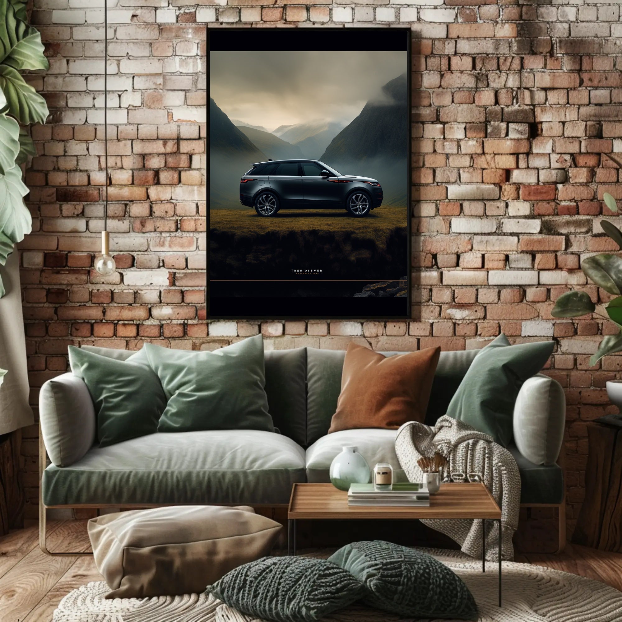Luxury SUV in Serene Landscape Poster PosterGoat