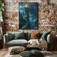 Towering Fortress in Majestic Mountains - Fantasy or Mythology Poster PosterGoat