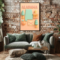 Alabama State Icons Poster