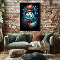 Stylized Snowman Holiday Abstract Artistic Poster