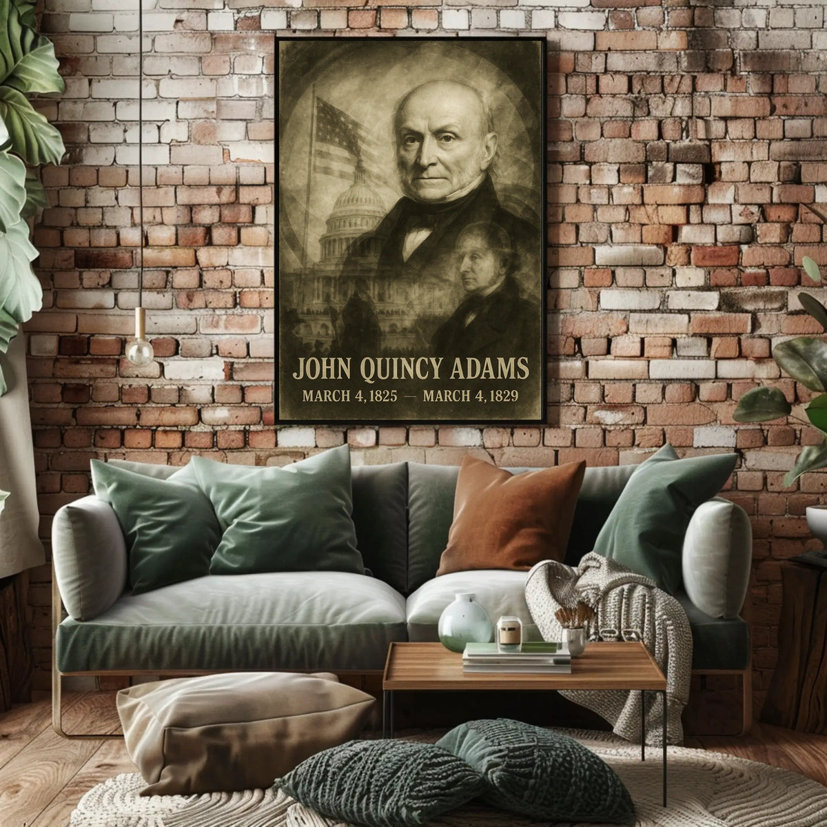 John Quincy Adams 6th President of the United States Double Exposure Poster