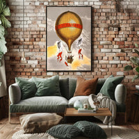 Vintage Hot Air Balloon Illustration Poster PosterGoat