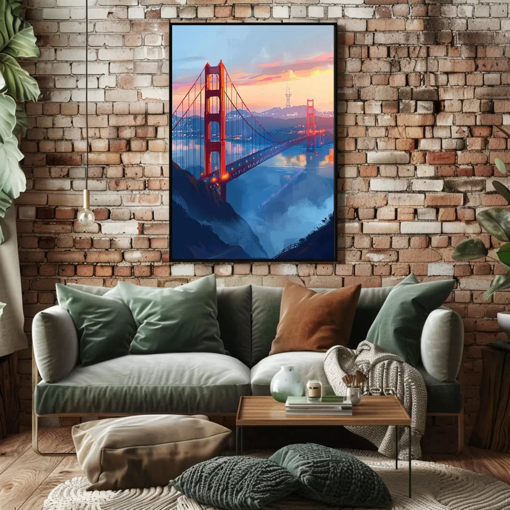 Golden Gate Bridge Twilight Art Poster, San Francisco
