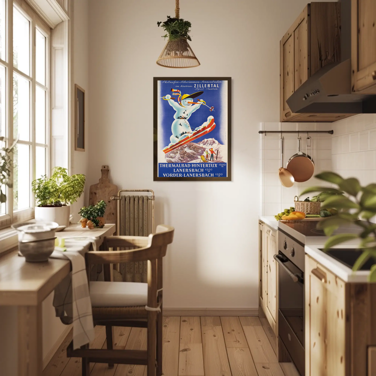 Austria Zillertal Thermalbad Hintertux Lanersbach 1955 Poster