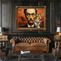 Surreal Urban Portrait with Man and Cat – Artistic Poster