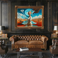 Surreal Desert Landscape with Dreamlike Elements - Artistic Poster