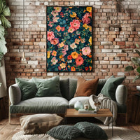 Vibrant Floral Symphony Art Print: Abstract or Artistic Poster