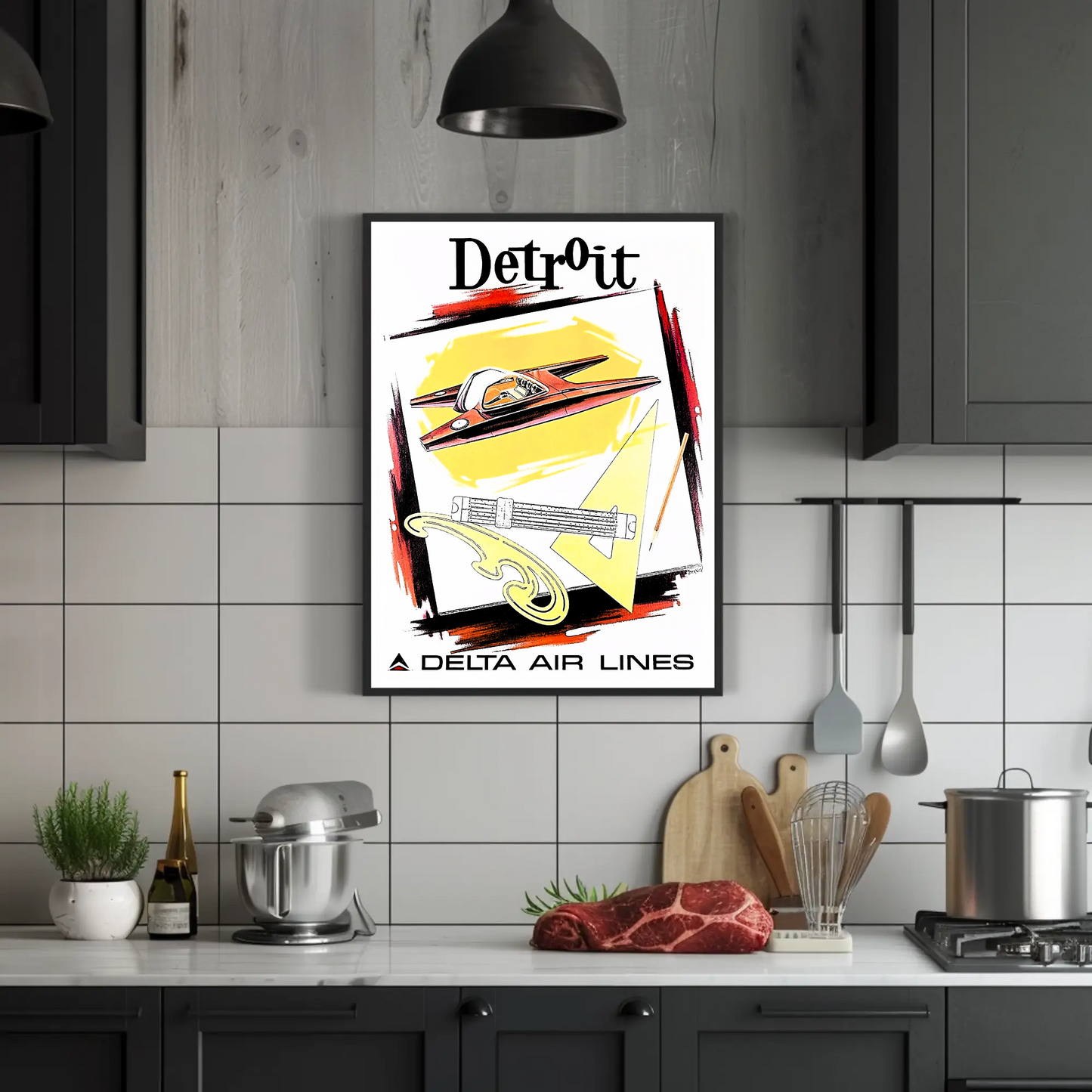 Detroit Air Lines Travel Poster