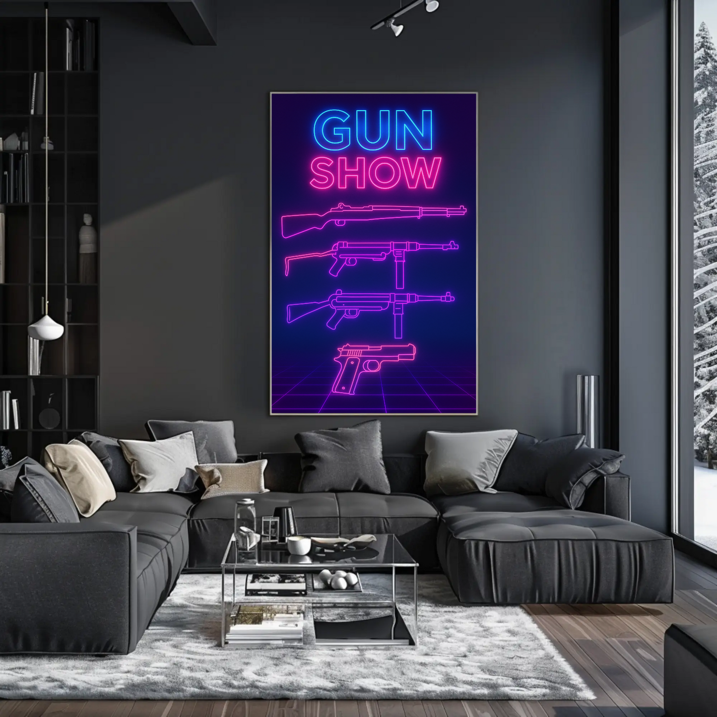Gun Show Neon Firearm Poster
