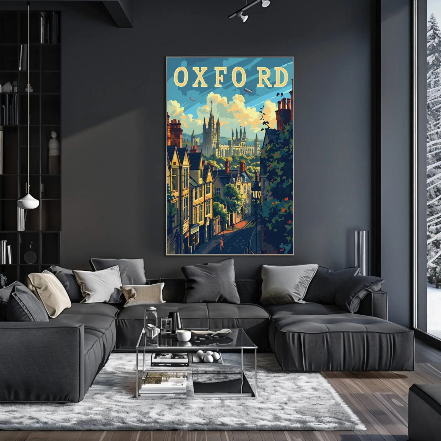 Oxford England University Spires Rooftops Travel Poster