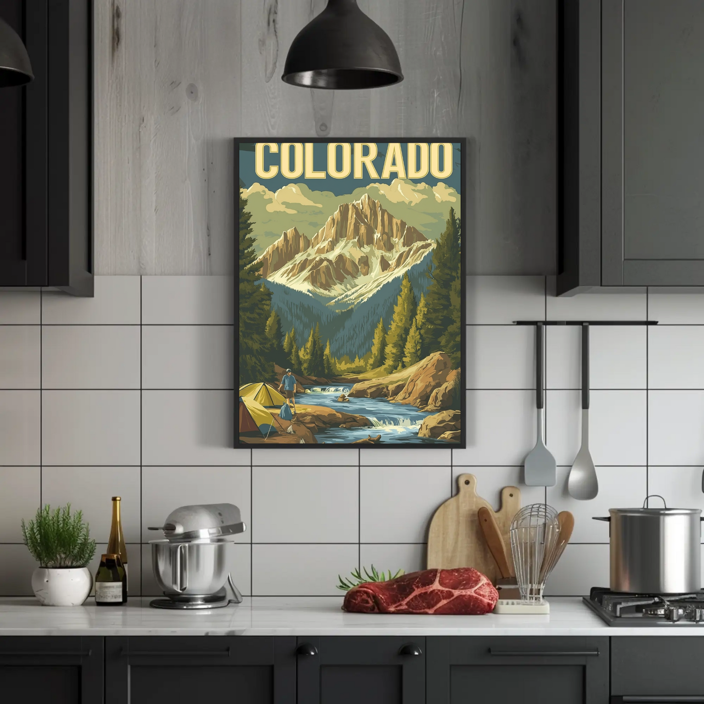 Camping in Colorado Vintage Travel Poster