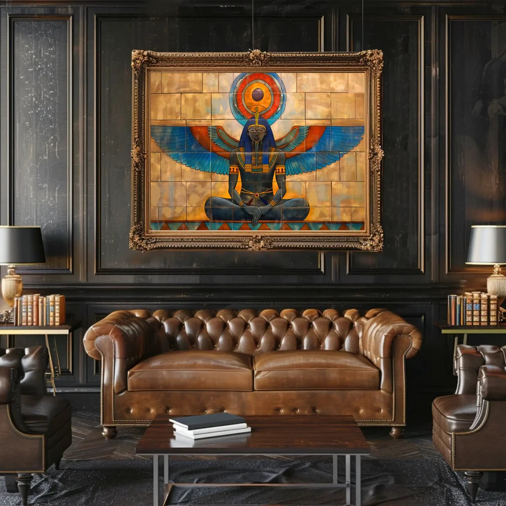 Ancient Egyptian Deity with Symbolic Wings Poster