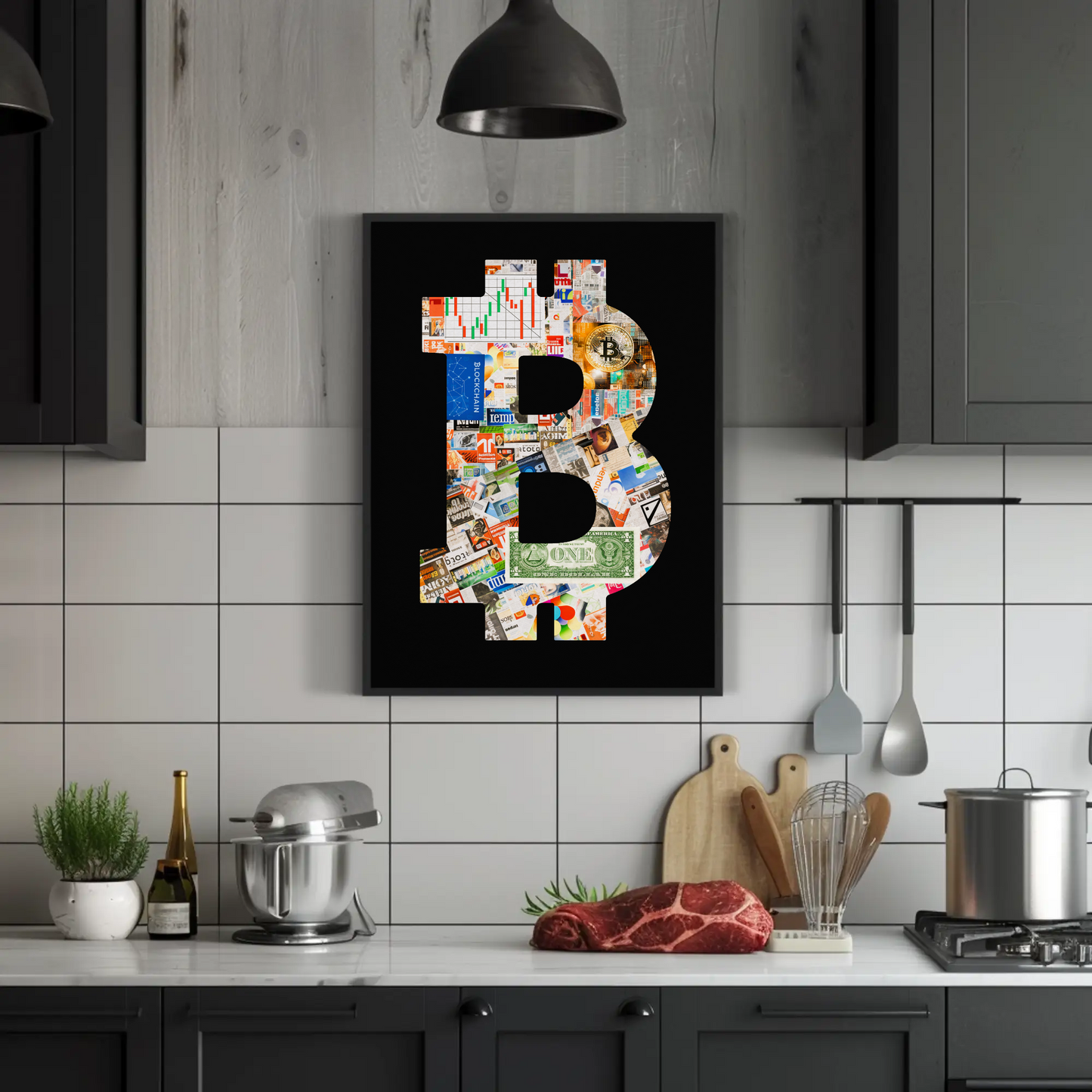 Vintage Poster Bitcoin Collage Art