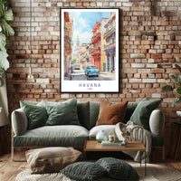 Havana Vintage Car Street Scene Urban or Cityscape Poster PosterGoat