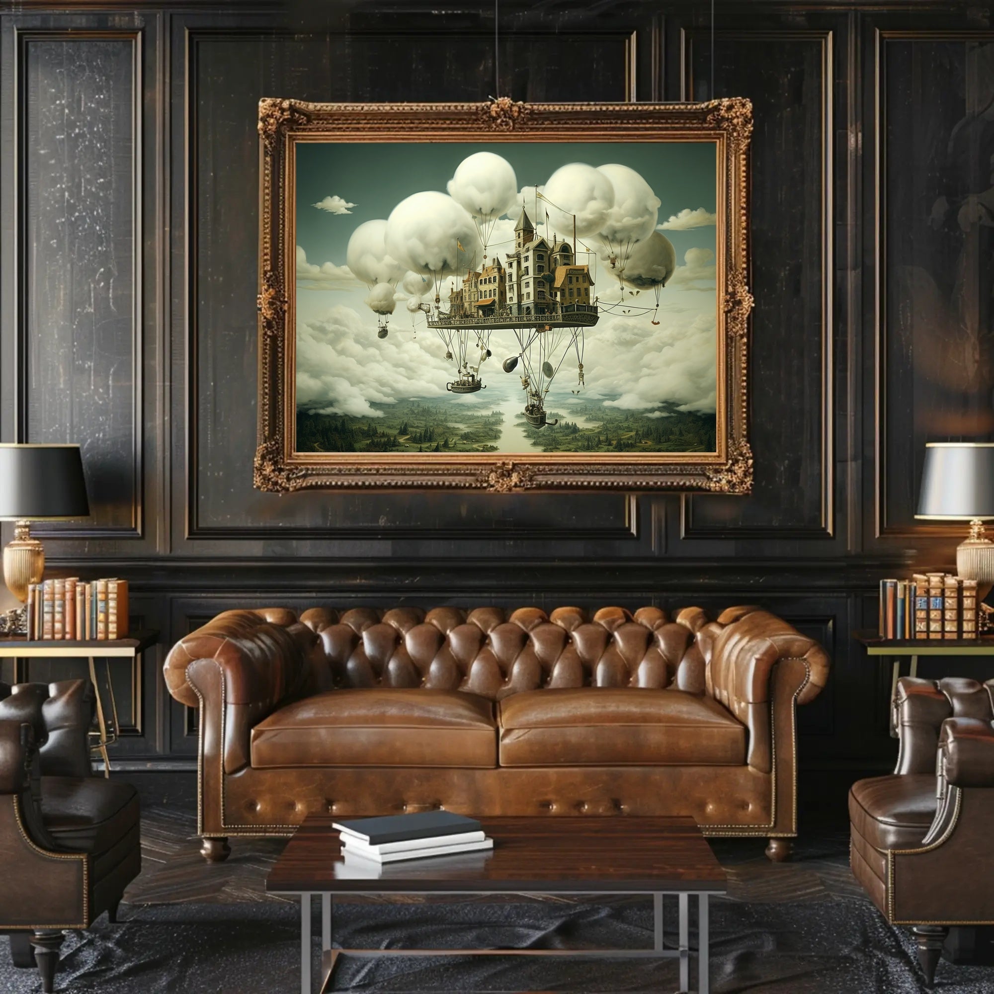 Floating Castle in Mid-Air Fantasy or Mythology Poster