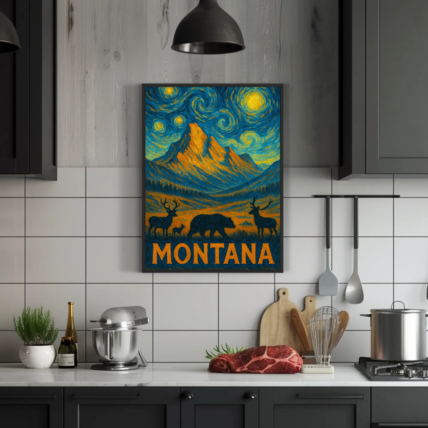 Montana Starry Night Poster