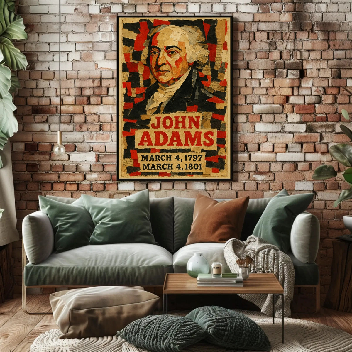 John Adams 2nd President of the United States Layered paper Collage Poster