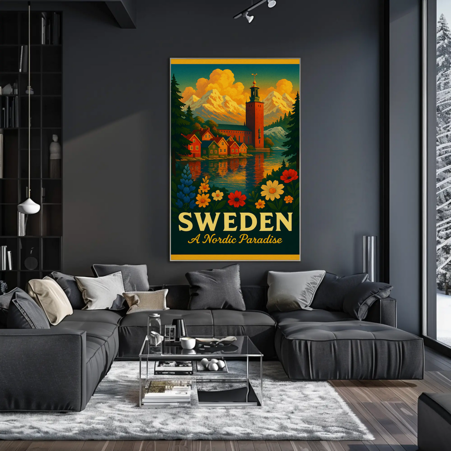 Sweden Nordic Paradise Mountains Lakes Flowers Poster