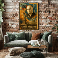 Franklin D. Roosevelt 32nd President of the United States Layered Digital Collage Poster