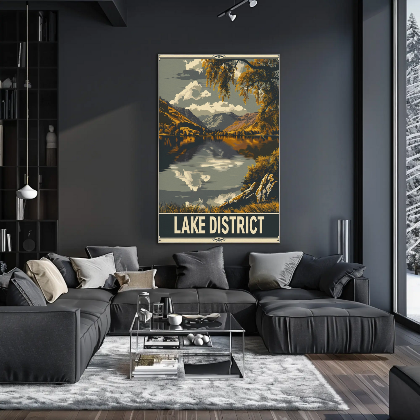 Lake District Peaceful Lake Clouds Trees Travel Poster