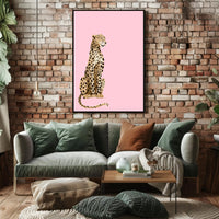 Leopard Against Pink Background Animal Poster PosterGoat
