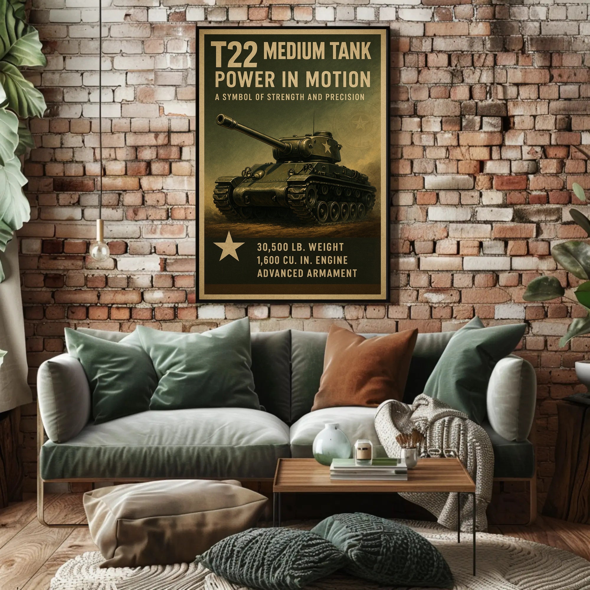 T22 Medium Tank Vintage Military Recruitment Poster