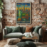 New York City Mosaic Poster Vibrant Colors for Home Decor