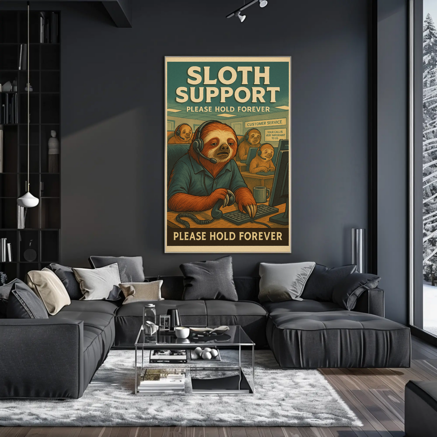 Sloth Support Hold Forever Parody Poster