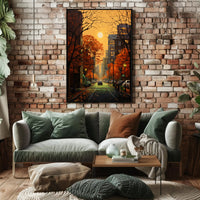Autumn Urban Cityscape in Vibrant Colors - Artistic Poster
