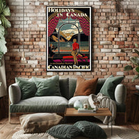 Canadian Rockies Vintage Travel View, Inviting Adventure Travel Poster PosterGoat