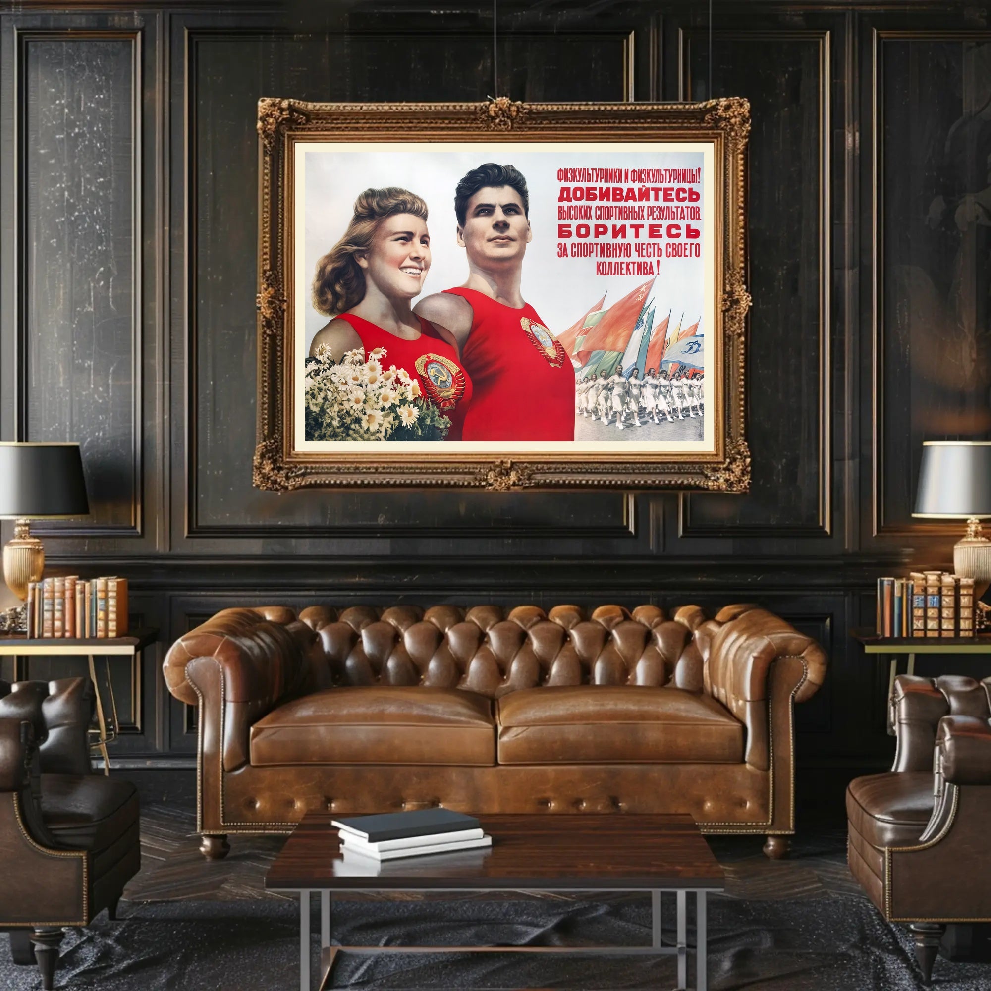 Soviet Athletic Unity Motivational Propaganda Poster