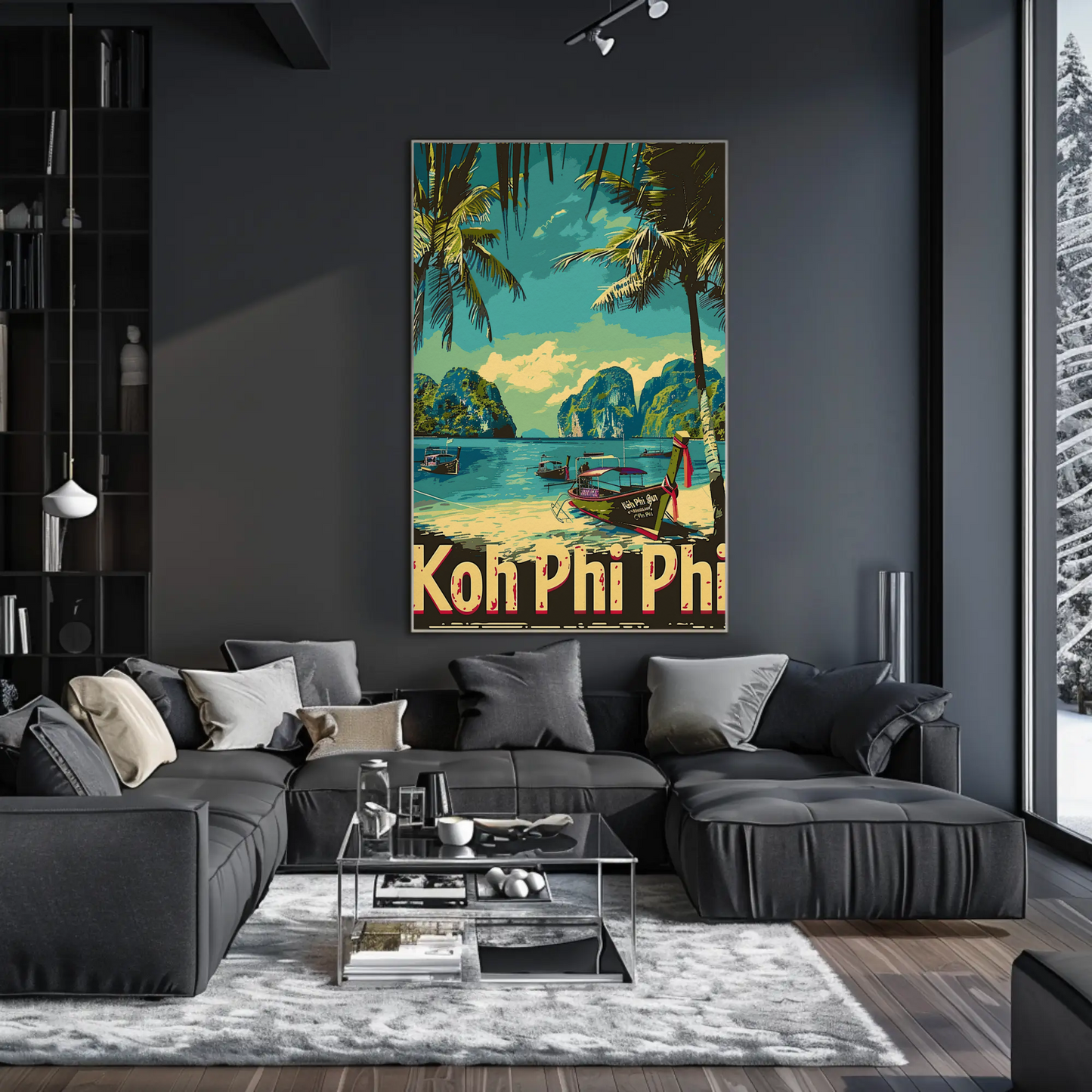 Koh Phi Phi Longtail Boats Thailand Travel Poster