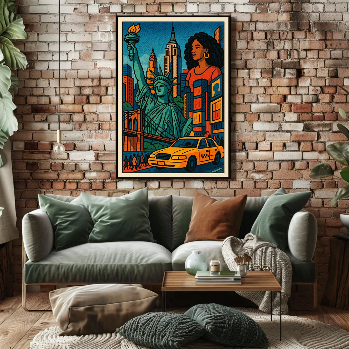 New York City Vibrant Cityscape Poster Abstract Wall Art