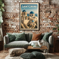 Santorini Greece Modern Travel Poster