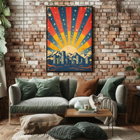 City Skyline Retro Poster: Hopeful Urban Sunrise