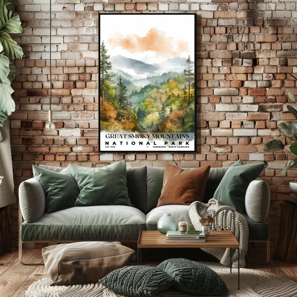 Great Smoky Mountains Watercolor Wall Art Poster