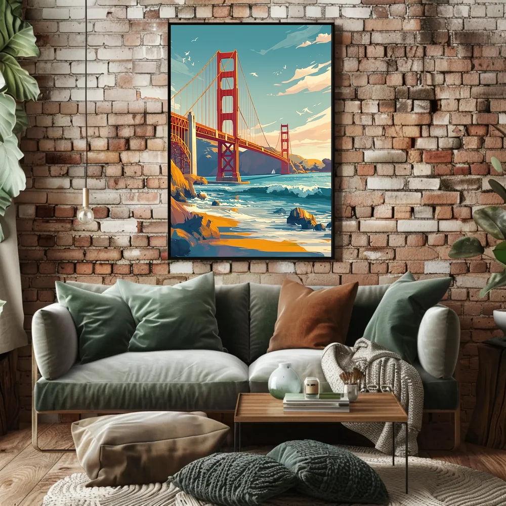 Golden Gate Bridge Vibrant Modern Art Poster