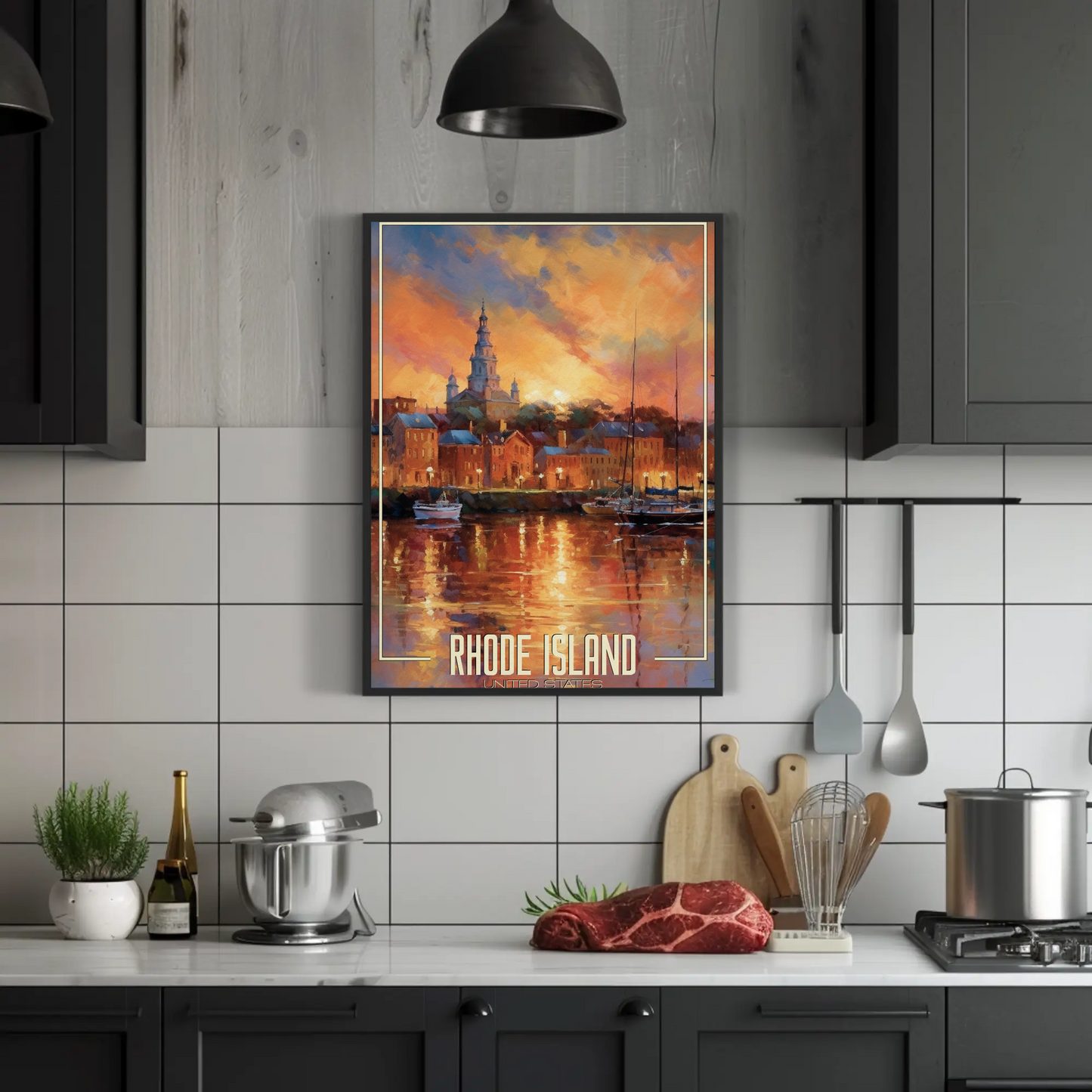 Vintage Poster - Rhode Island Harbor United States