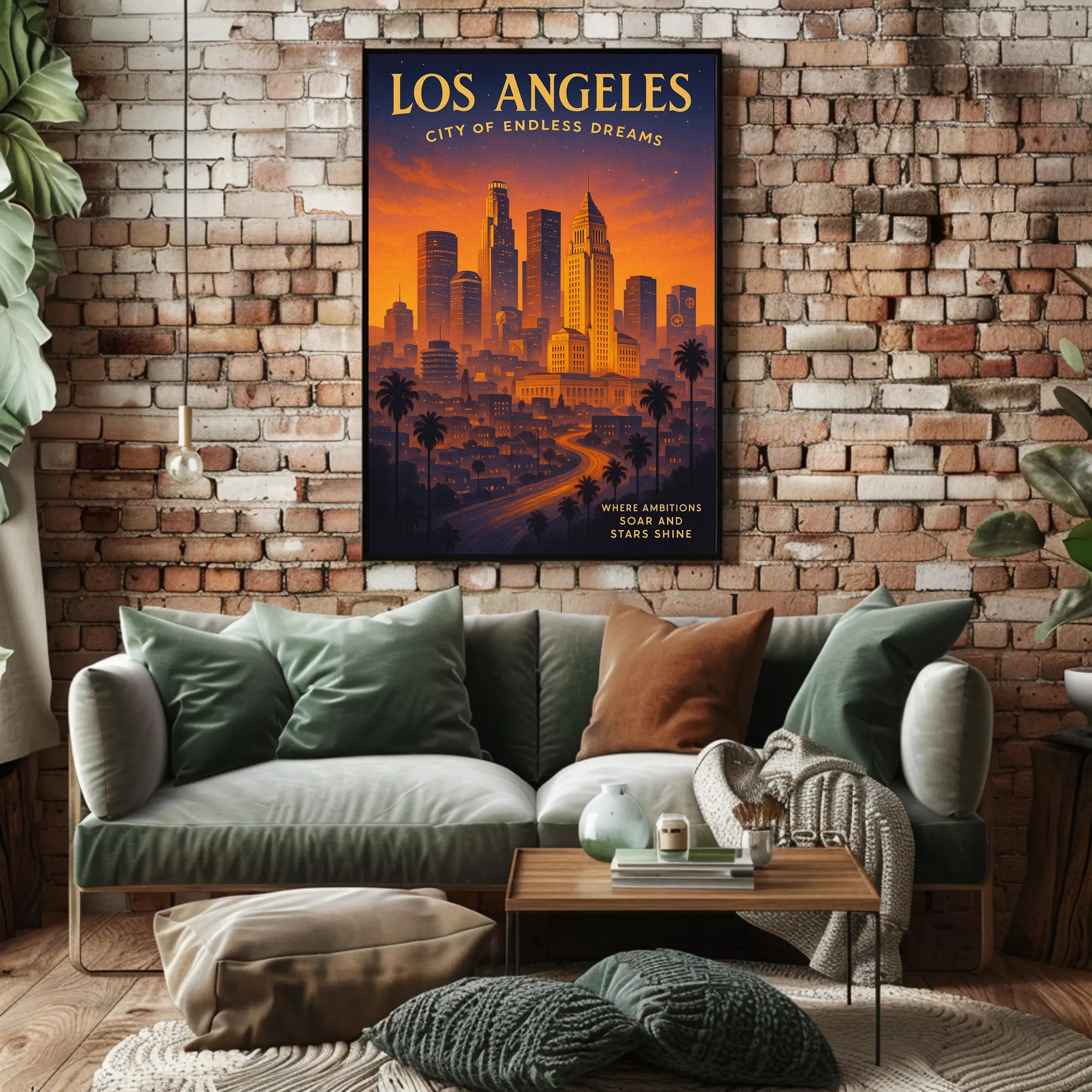Los Angeles Skyline Vintage Urban or Cityscape Poster