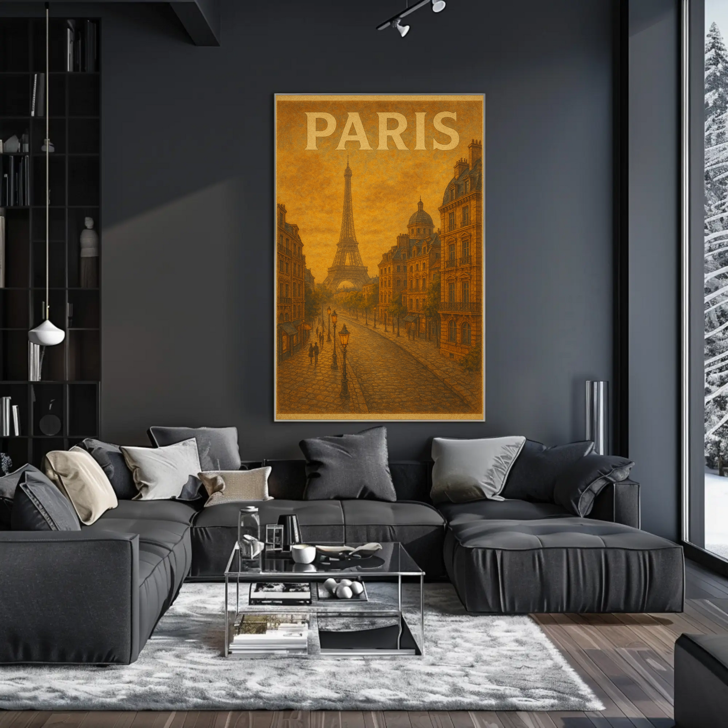 Paris Eiffel Tower Vintage Evening Poster