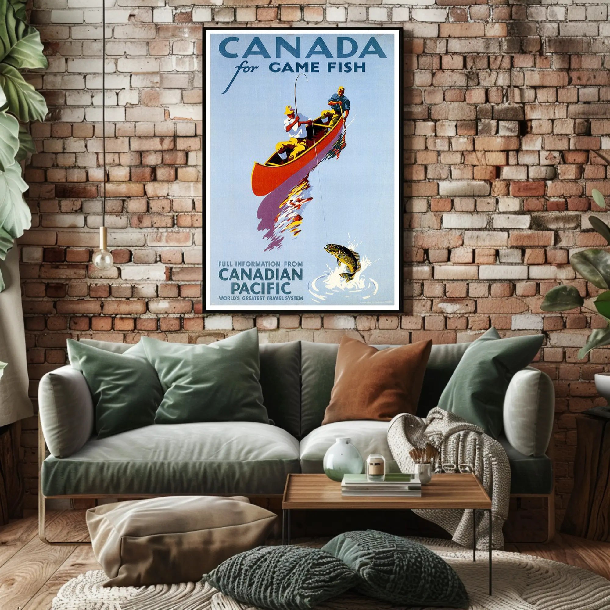 Fishing Adventure in Canada Vintage Travel Poster PosterGoat
