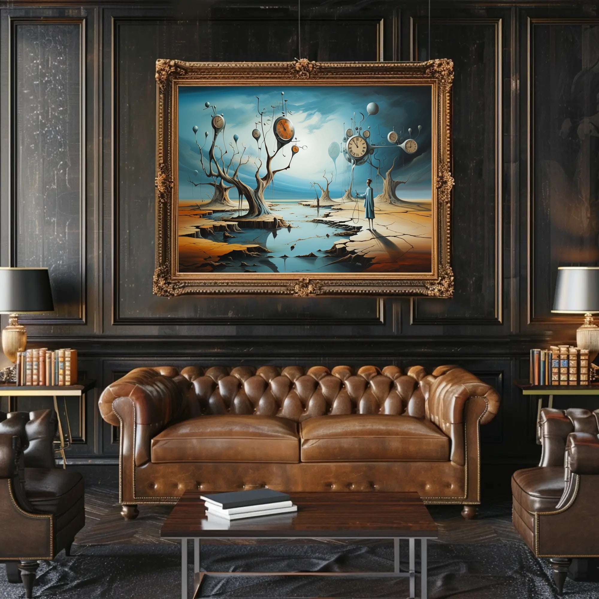 Surreal Time Landscape with Barren Trees Artistic Poster