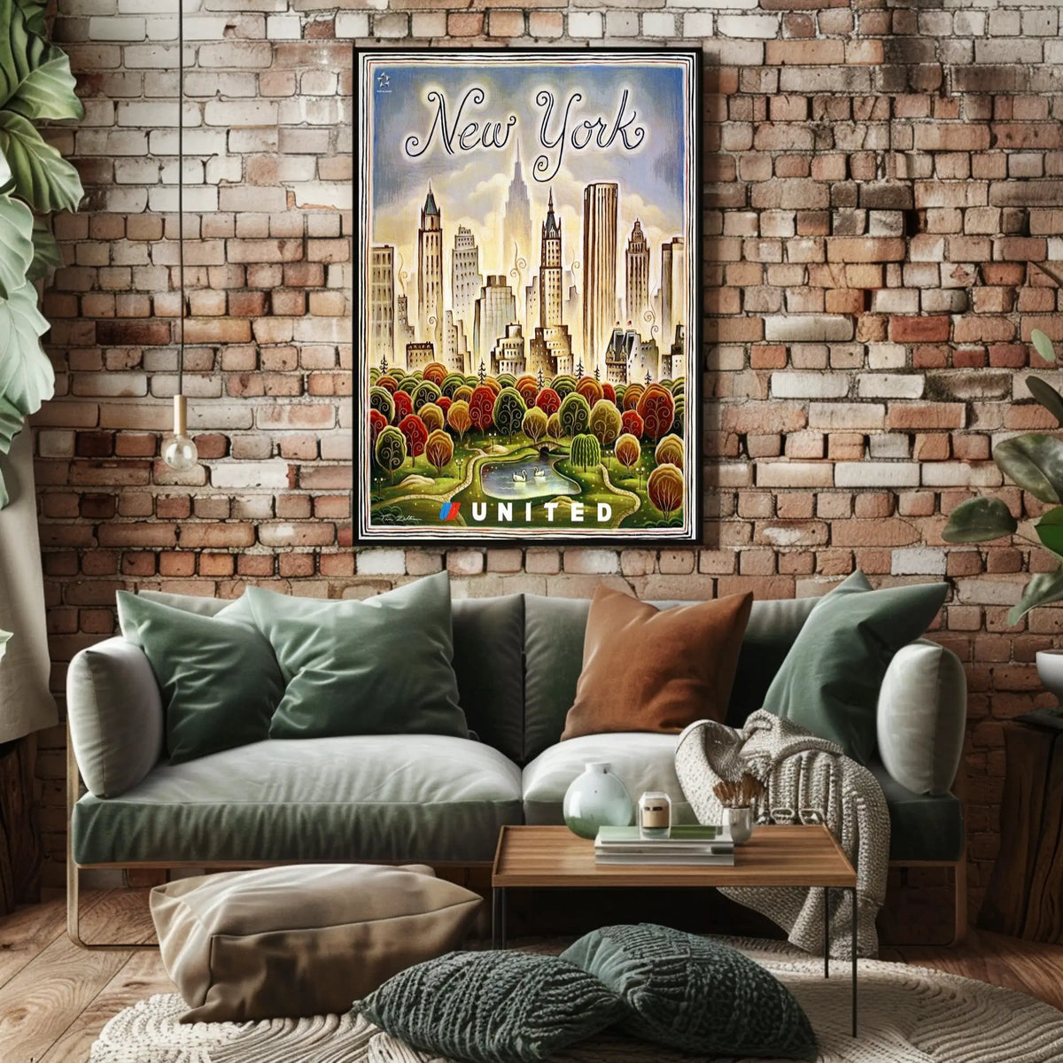 New York City Whimsical Skyline Poster Vintage Wall Decor