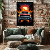 Classic Car at Sunset Poster