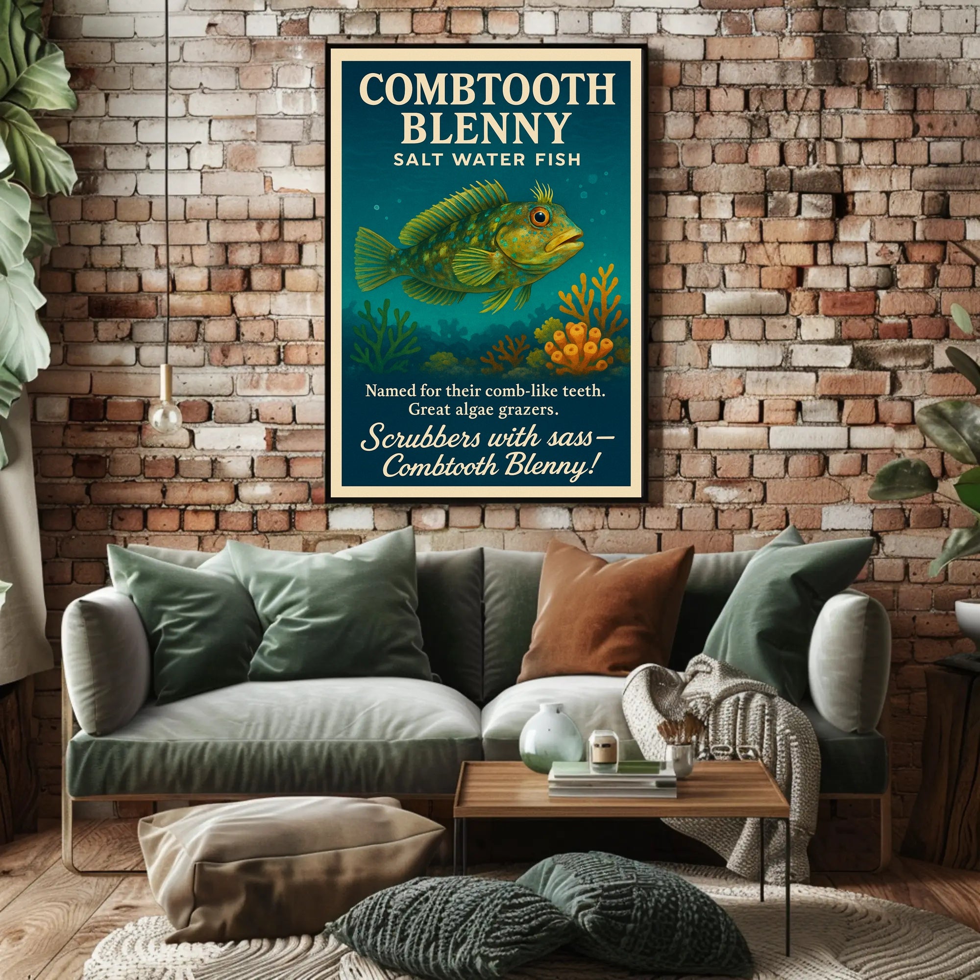 Combtooth Blenny Saltwater Fish Poster Art PosterGoat