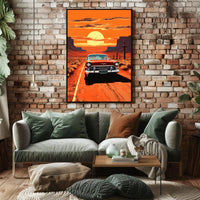 Vintage Road Trip at Sunset Poster