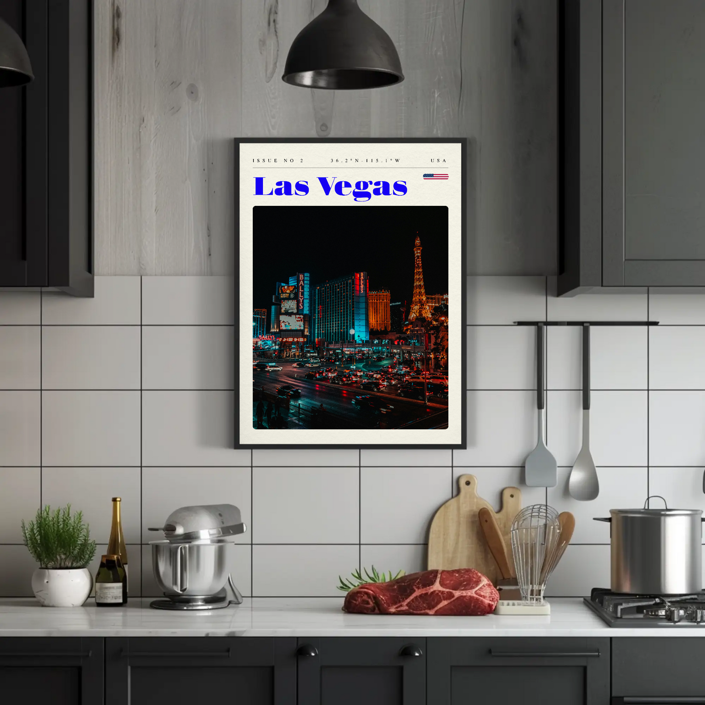 Vintage Poster Las Vegas Strip Night Lights