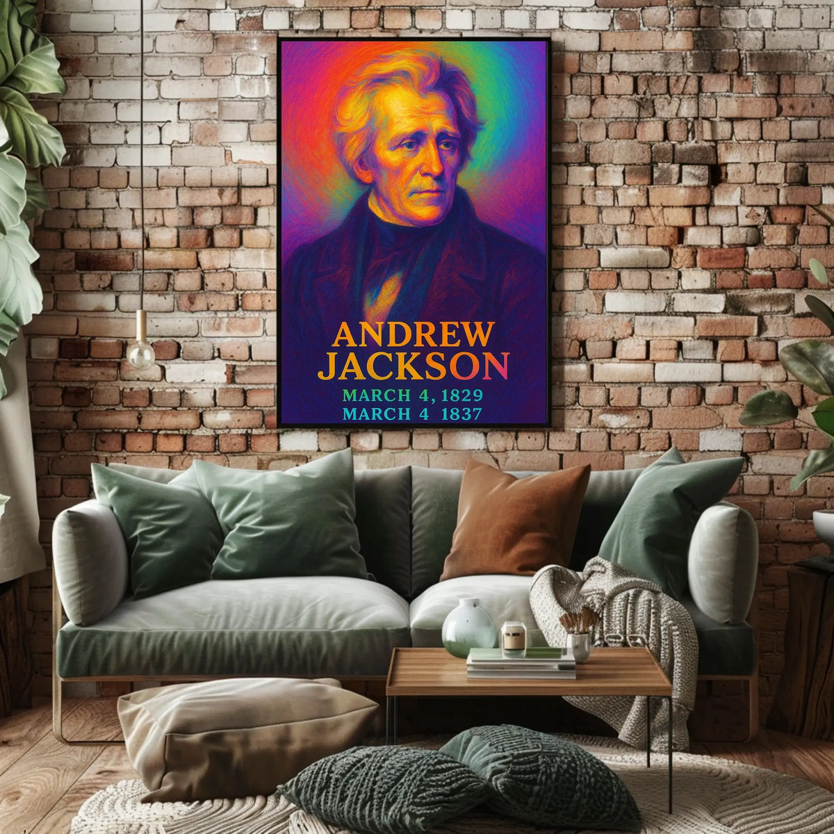 Andrew Jackson 7th President of the United States Neon Gradient Overlay Poster