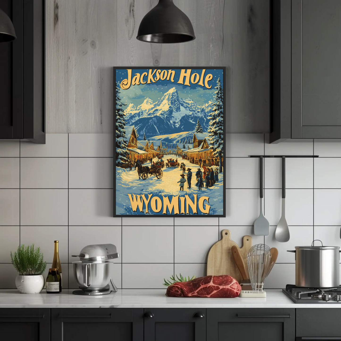Jackson Hole Wyoming Vintage Poster Winter