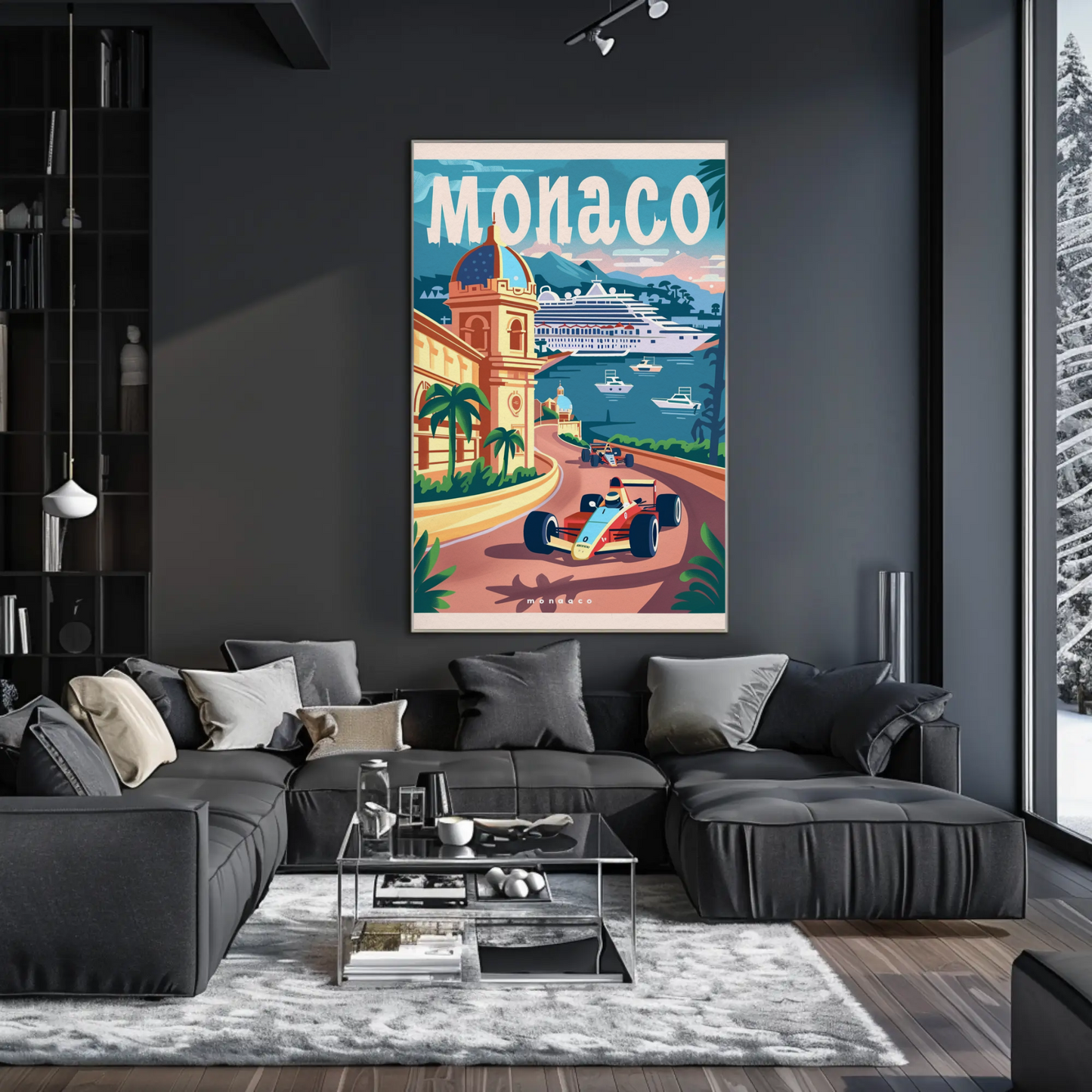 Monaco Grand Prix Coastline Drive Travel Poster